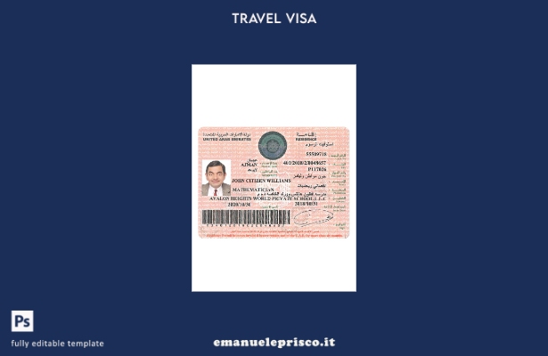 modello di permesso di soggiorno negli Emirati Arabi Uniti in stile verificato